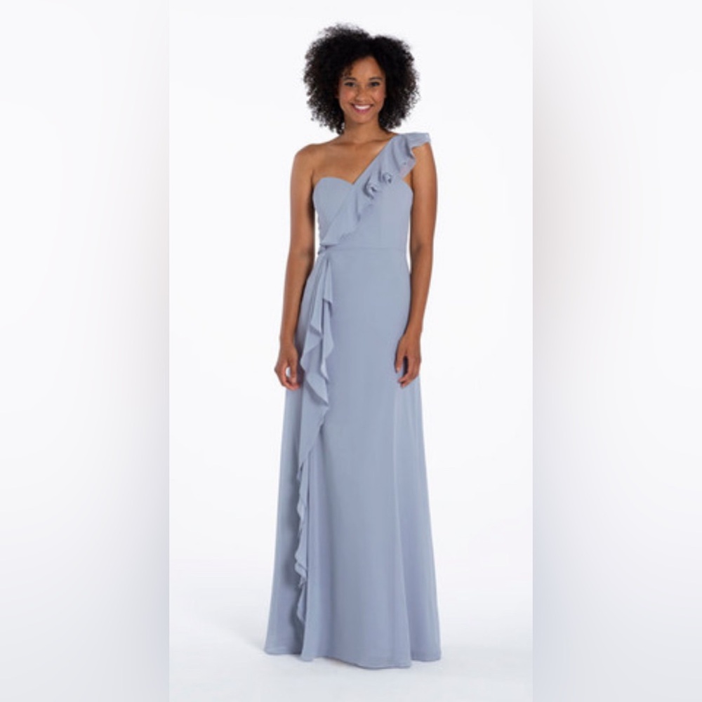 Hayley Paige Occasions One-Shoulder Blue Dress